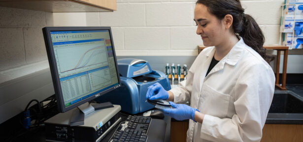 Forensic Science student in the lab