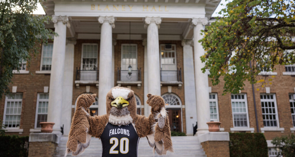 Frankie in Front of Blaney Hall