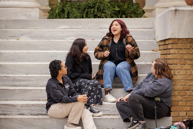 Students on the Steps of Blaney Hall